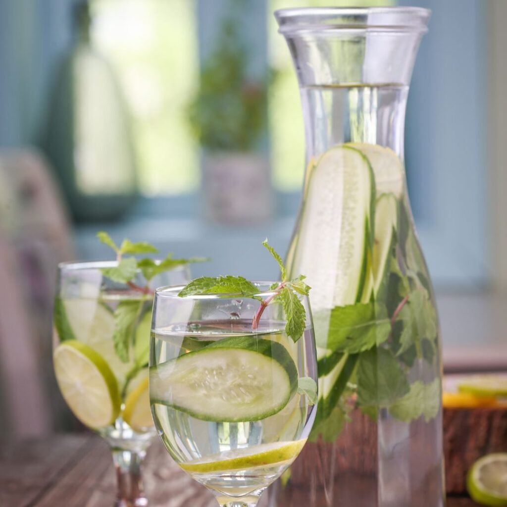 eau-concombre-menthe Eau aromatisée au concombre pour mieux s'hydrater